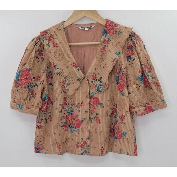 Walter Baker Women’s Irma Top In Bontanic Eyelet Blouse Boho Size XL - Picture 3 of 13